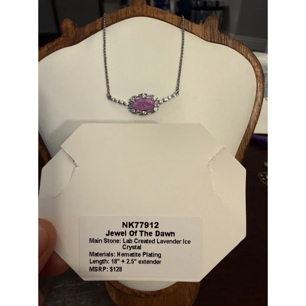 Bomb Party Jewel Of The Dawn Lavender Crystal Hematite Necklace‎ NK77912